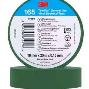 Винилова електроизолационна лента Temflex 165, зелена, 19 mm x 20 m